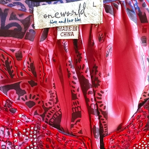 AztecTribal V-Neck Boho Short-Sleeve Top-L - Picture 5 of 5